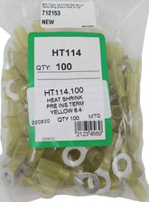 AMC Yellow Heat Shrink Ring Terminal (8.4mm ID / 100 Pack) -